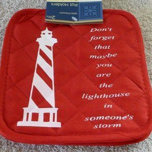 Two Potholders,Lighthouse,7in.X7in.,Red